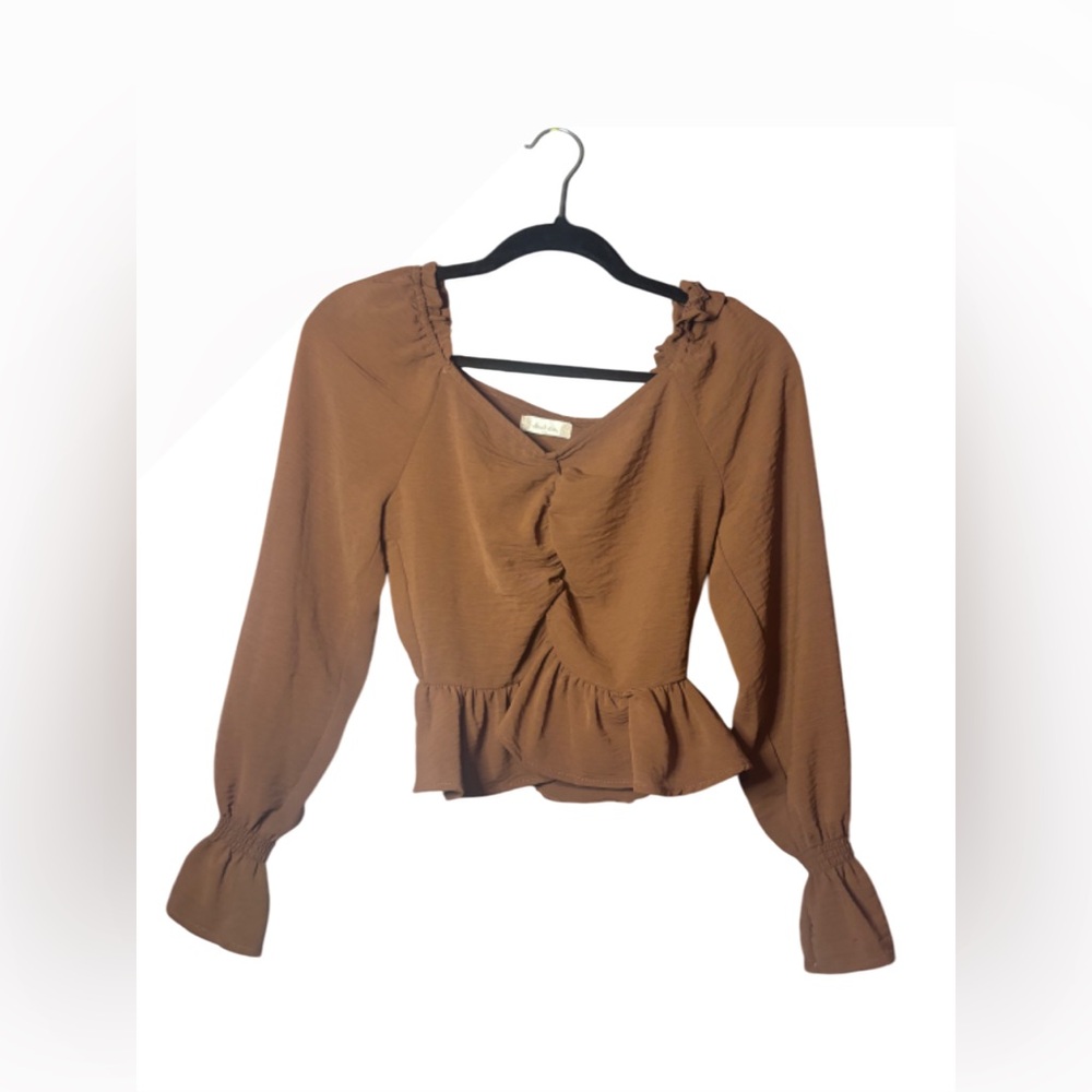 Brown Ruffled Women's Top